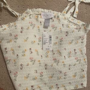 Place Floral Smocked Tank Top - Cream